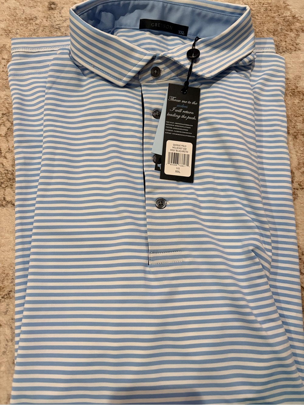 Gibson Light Blue & White Striped Polo